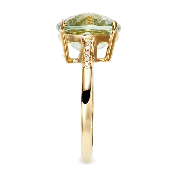 14kt yellow gold 5.2c green amethyst/diamond ring size 7 - Picture 3 of 8